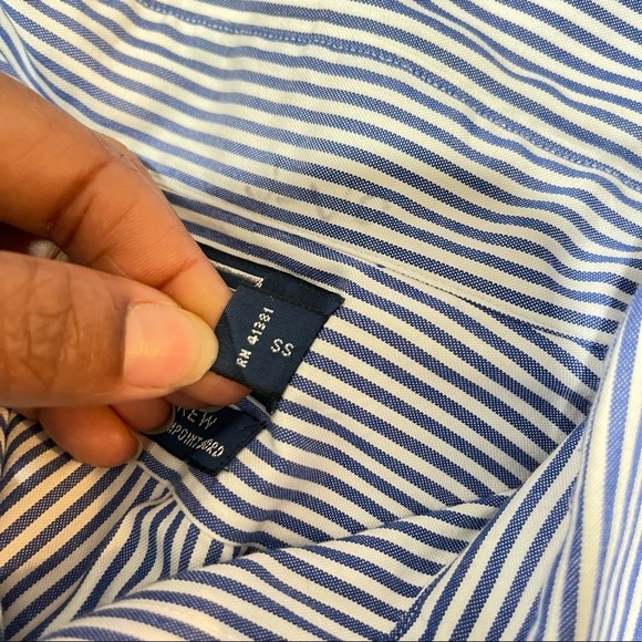 POLO Ralph Lauren Mens Blue Striped Button Down Dress Shirt Sz 17 (34-35) - Picture 13 of 16